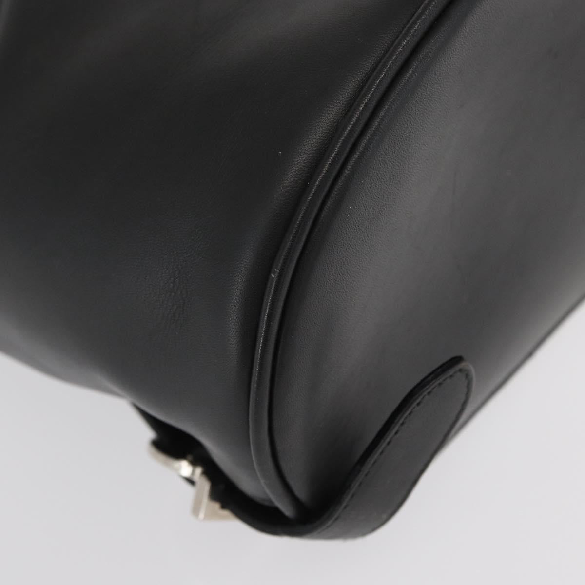 Salvatore Ferragamo Gancini Flap Drawstring Leather Black Leather Backpack Bag (Pre-Owned)