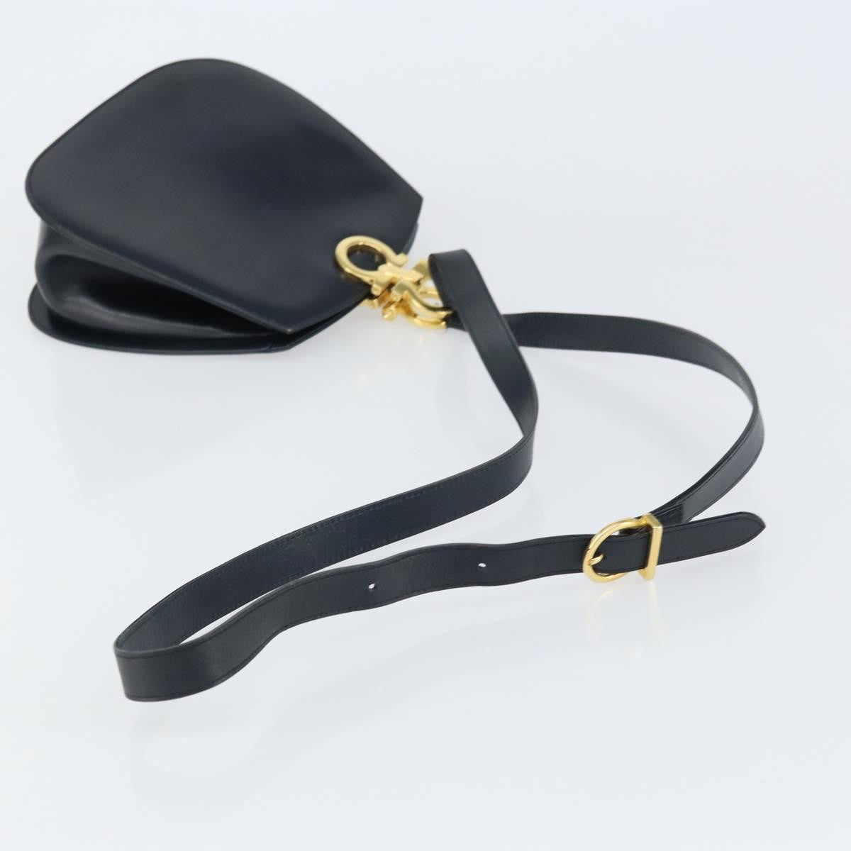 Salvatore Ferragamo Gancini Leather Navy Leather Shoulder Bag Bag (Pre-Owned)