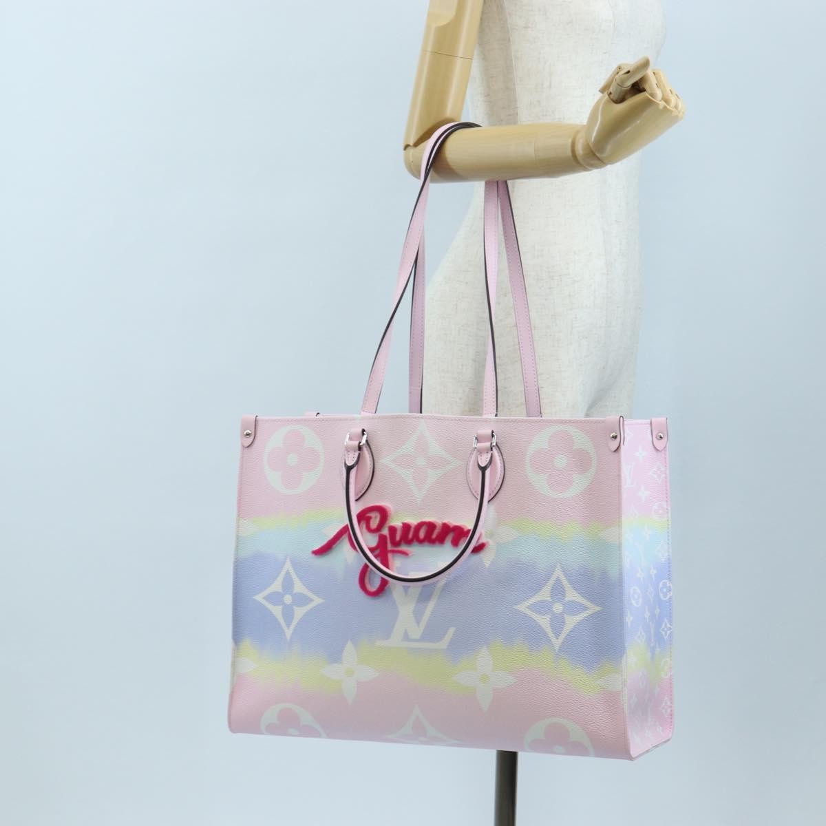 Louis Vuitton Onthego Tote Limited Edition Cities Escale Monogram Giant Pink Canvas Tote Bag Bag (Pre-Owned)
