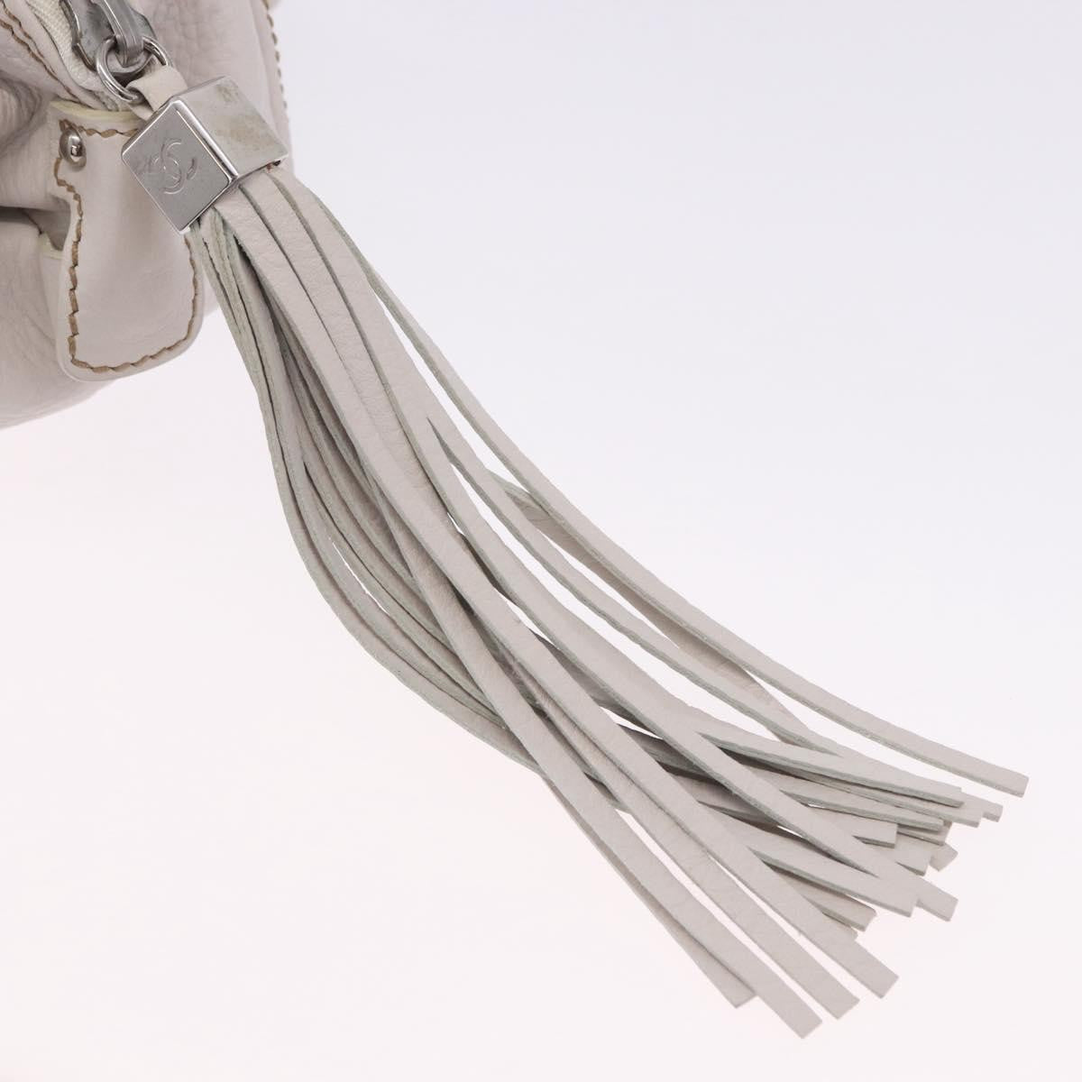 Chanel Lax Tassel Pebbled Leather White Leather Handbag (Pre-Owned)