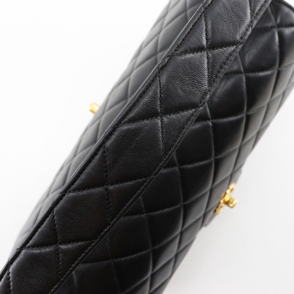 Chanel Vintage Double Sided Quilted Lambskin Black Leather Shoulder Bag Bag (Pre-Owned)