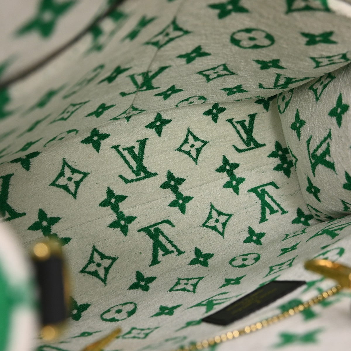 Louis Vuitton Onthego Tote Lv Match Monogram Jacquard Velvet Green Velvet Tote Bag Bag (Pre-Owned)