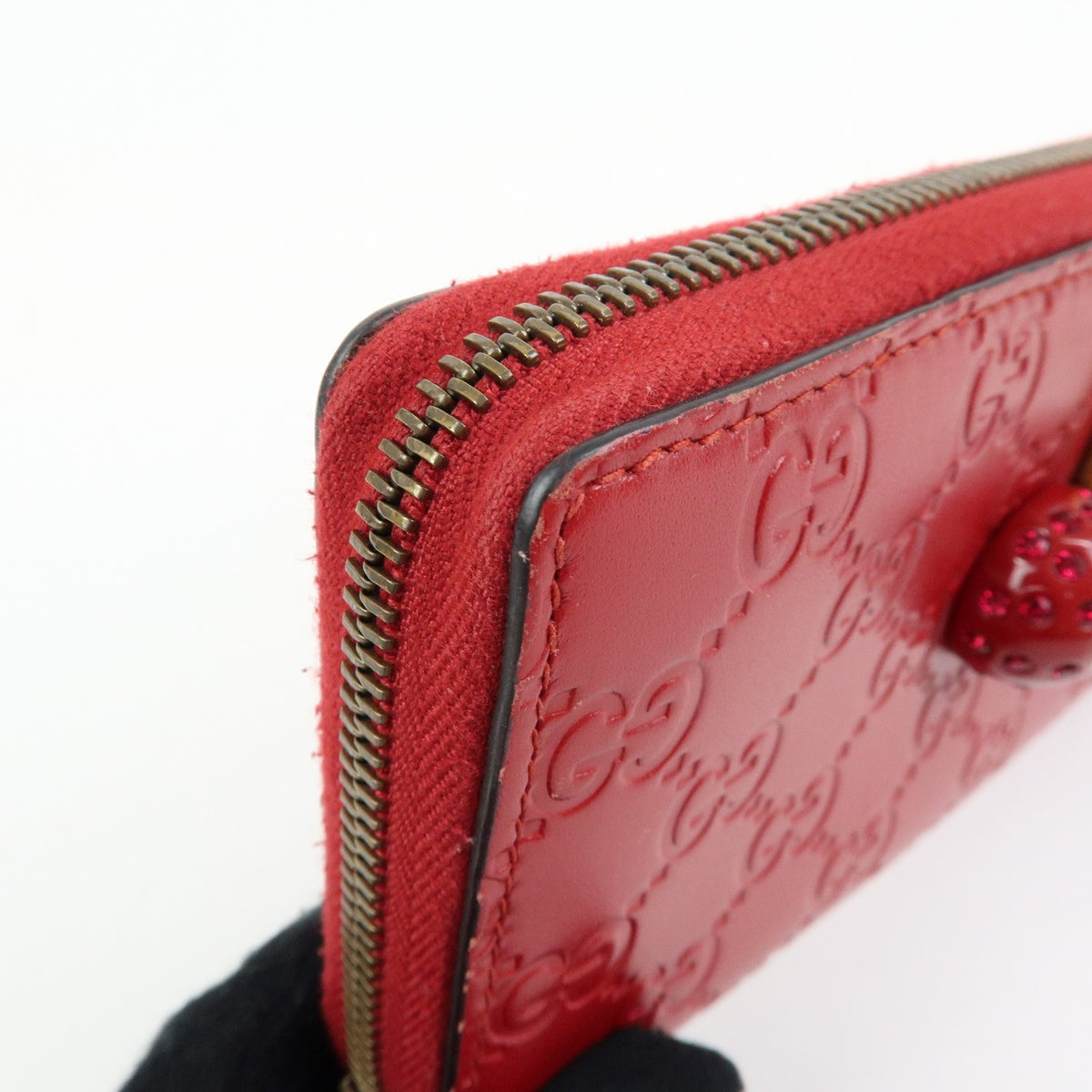 Gucci Cherries Wallet On Chain Guccissima Leather Red Leather Crossbody Bag Bag (Pre-Owned)