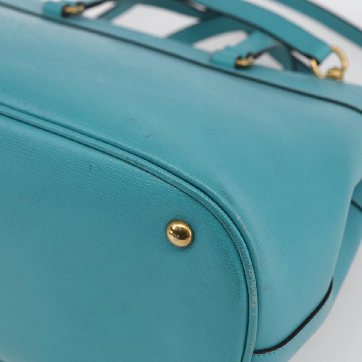 Gucci Bright Bit Convertible Tote Leather Blue Leather Tote Bag Bag (Pre-Owned)