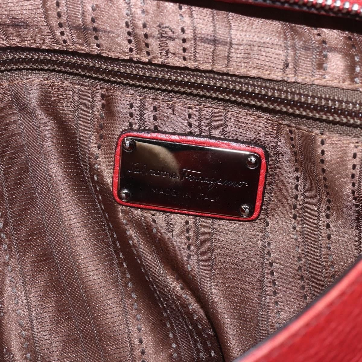 Salvatore Ferragamo Sofia Satchel Grainy Leather Red Leather Handbag (Pre-Owned)