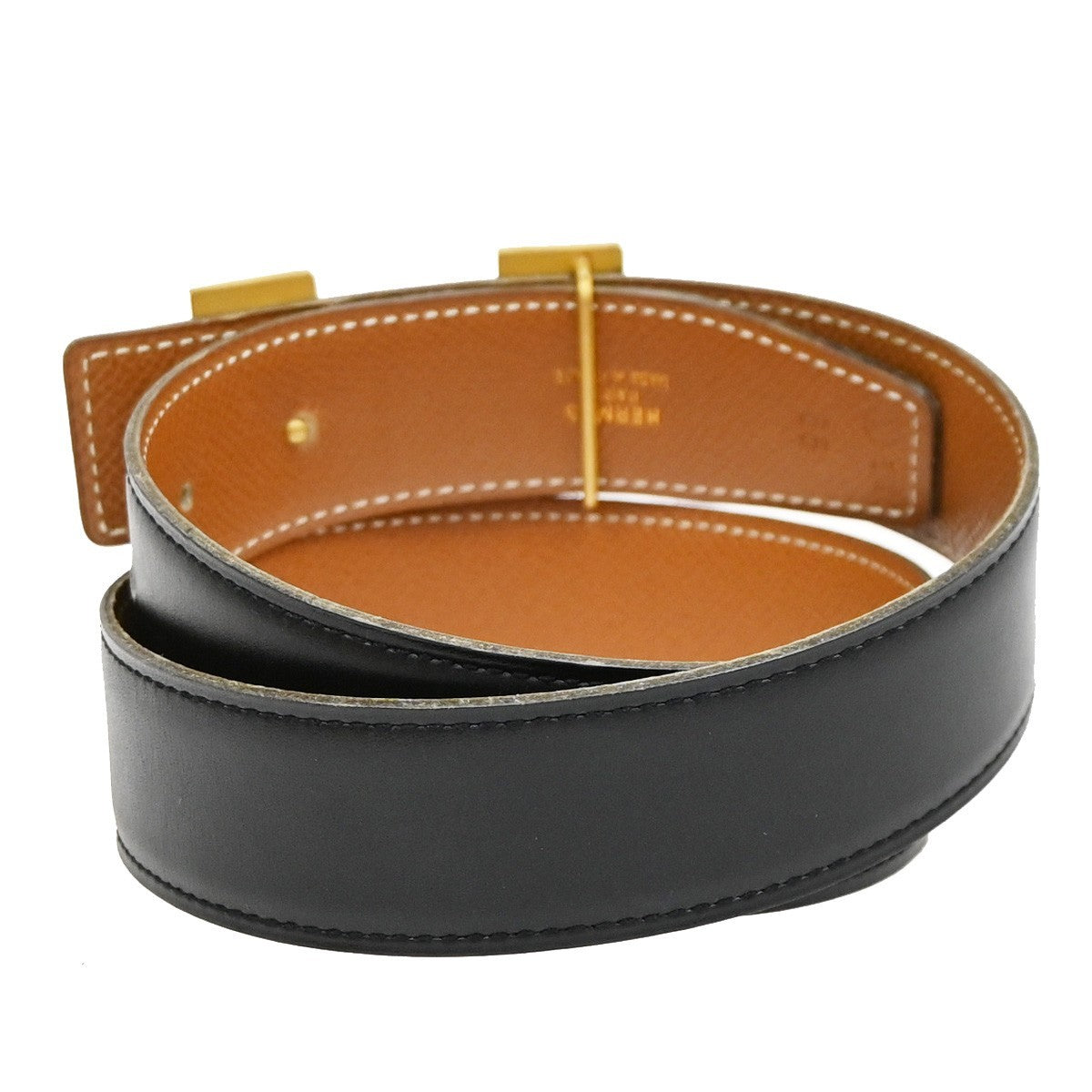 Hermes Constance Reversible Belt Leather Black Leather Belts Accessory (Pre-Owned)