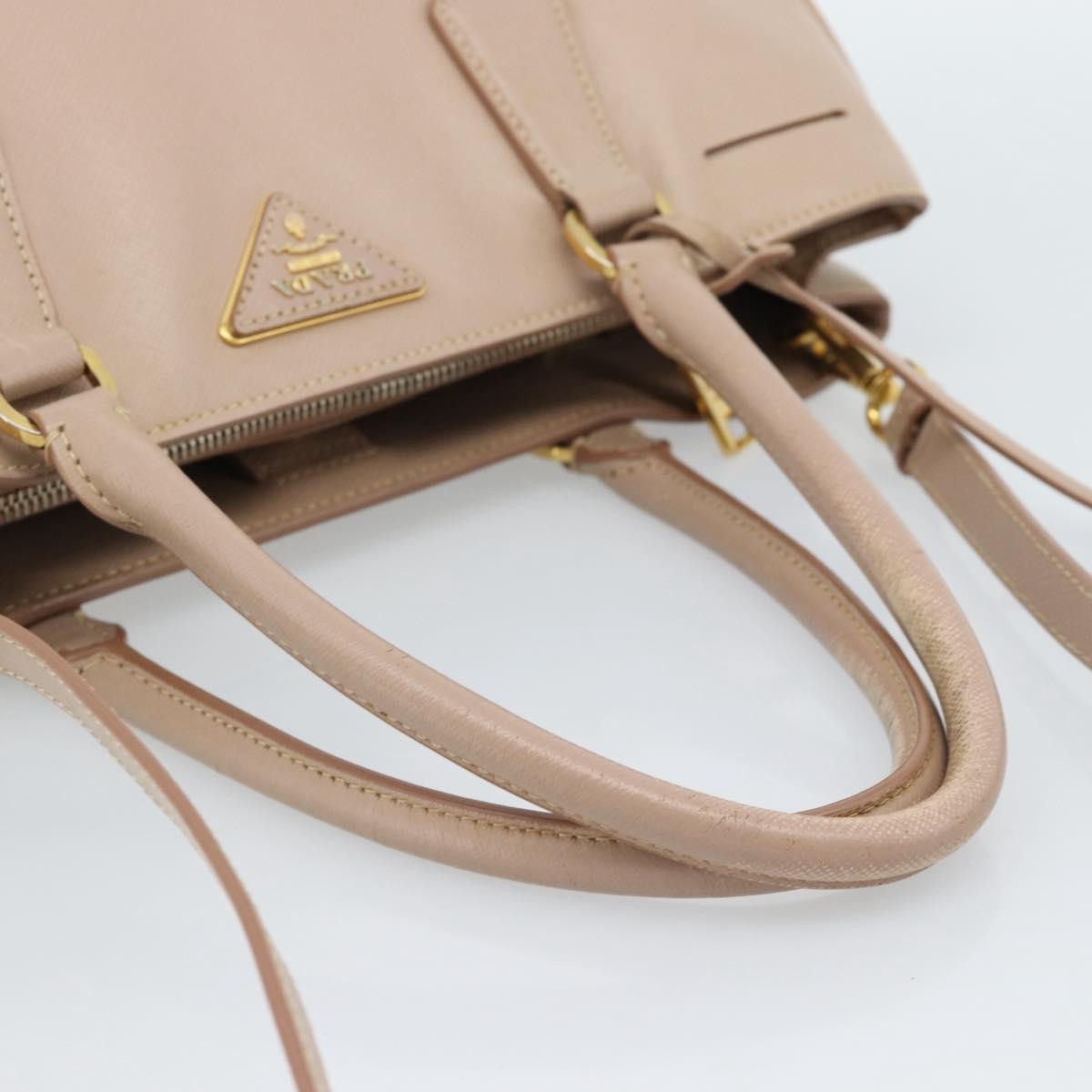 Prada Gardener's Saffiano Leather Beige Leather Tote Bag Bag (Pre-Owned)