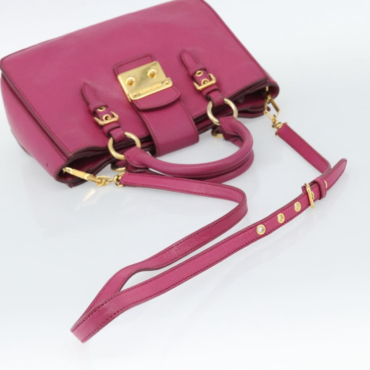 Miu Miu Madras Convertible Lock Leather Pink Leather Tote Bag Bag (Pre-Owned)