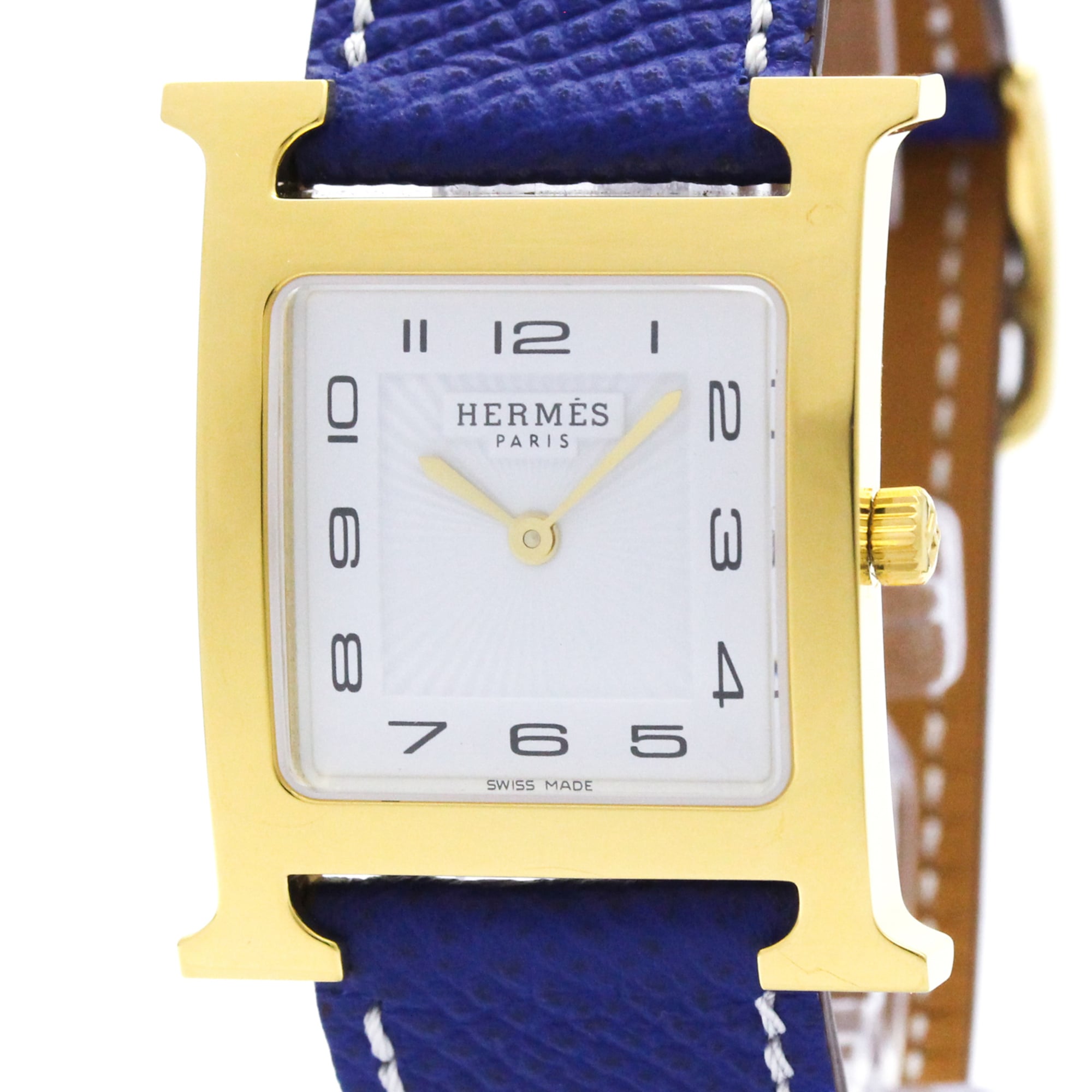 Hermes Heure H Quartz Stainless Steel And Leather Watch (Pre-Owned)