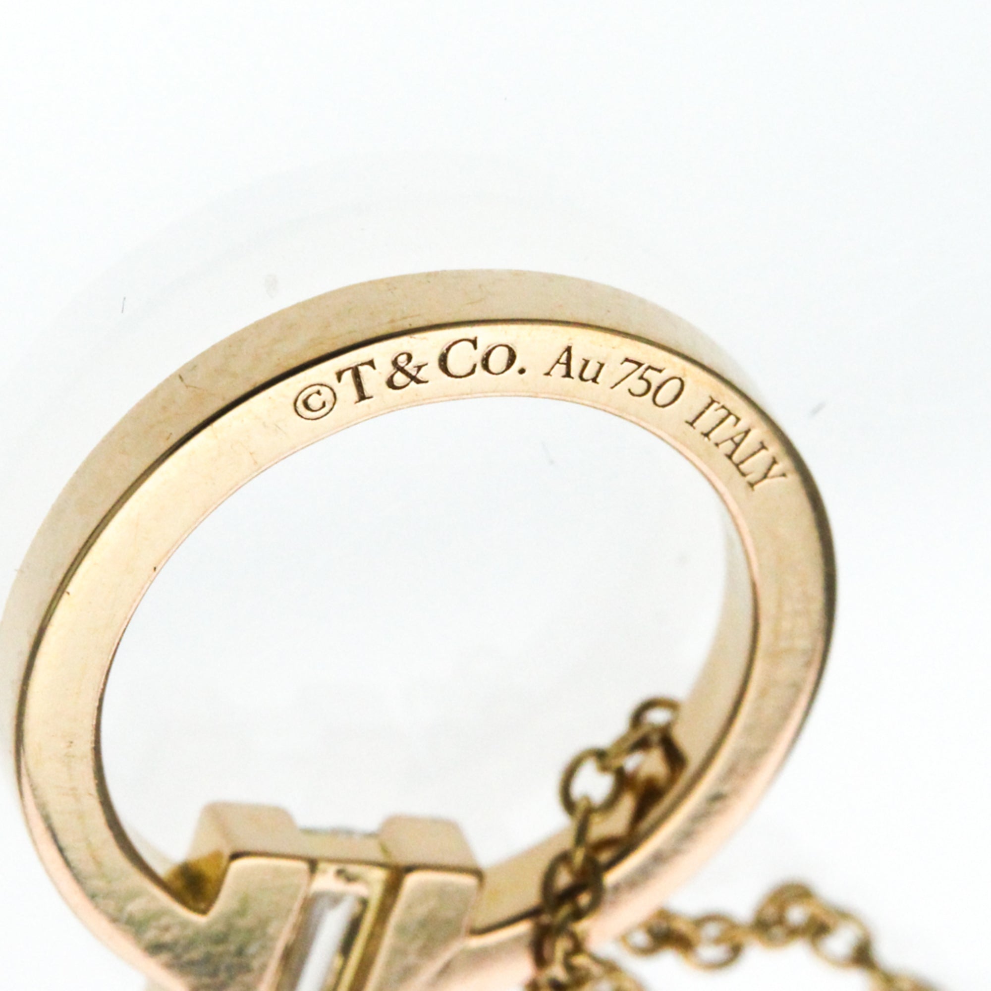 Tiffany & Co. T Circle Pendant 18K Rose Gold With Diamond Gold Pink_Gold Necklace Jewelry (Pre-Owned)