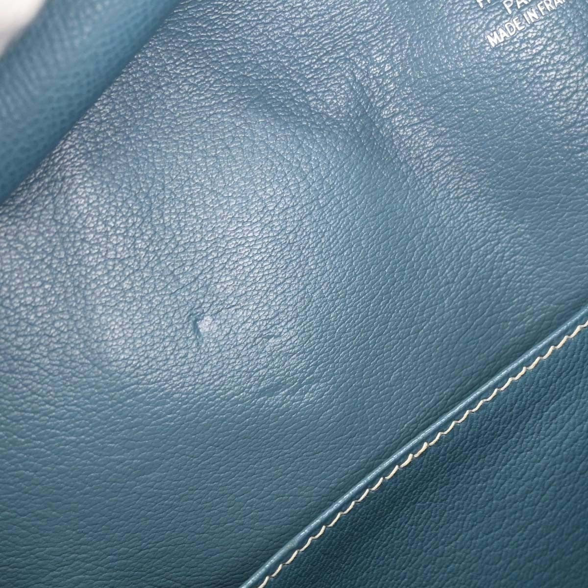 Hermes Plume Epsom Blue Leather Handbag (Pre-Owned)