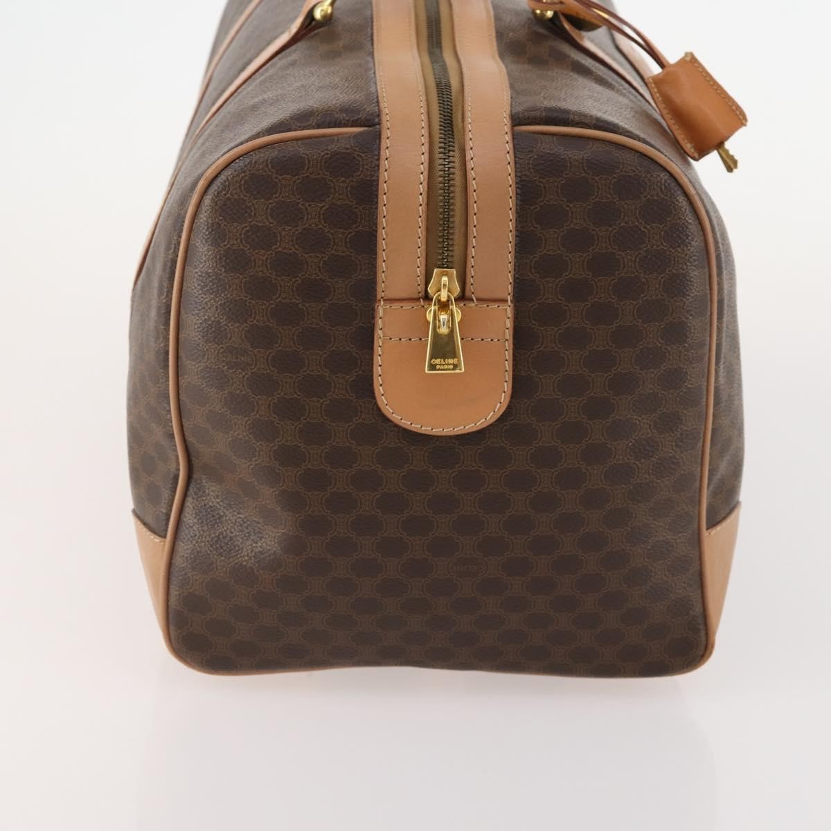 Celine Vintage Duffle Canvas And Leather Brown Canvas Travel Bag Bag (Pre-Owned)