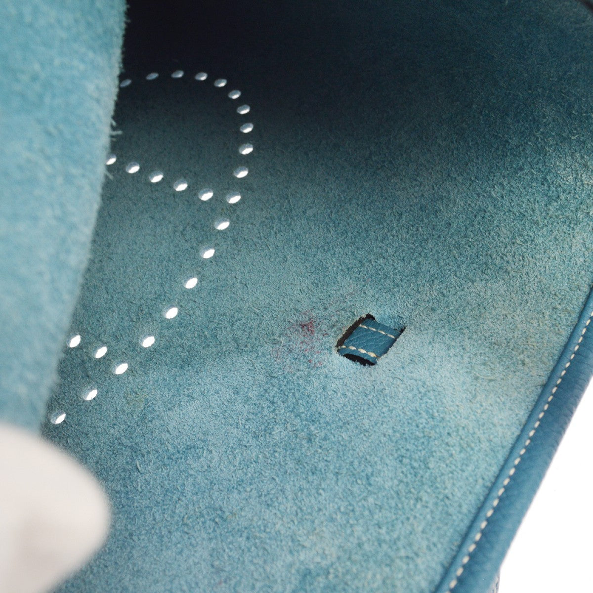 Hermes Evelyne Bag Gen Iii Clemence Blue Leather Shoulder Bag Bag (Pre-Owned)