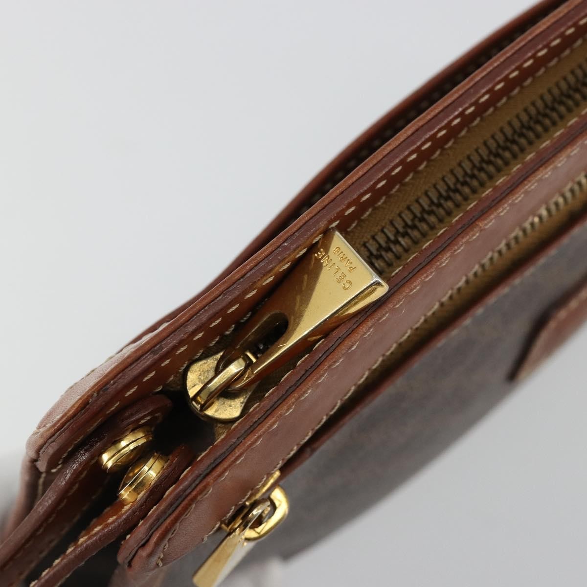Celine Logo Triomphe Canvas And Leather Brown Canvas Clutche & Pouche Bag (Pre-Owned)