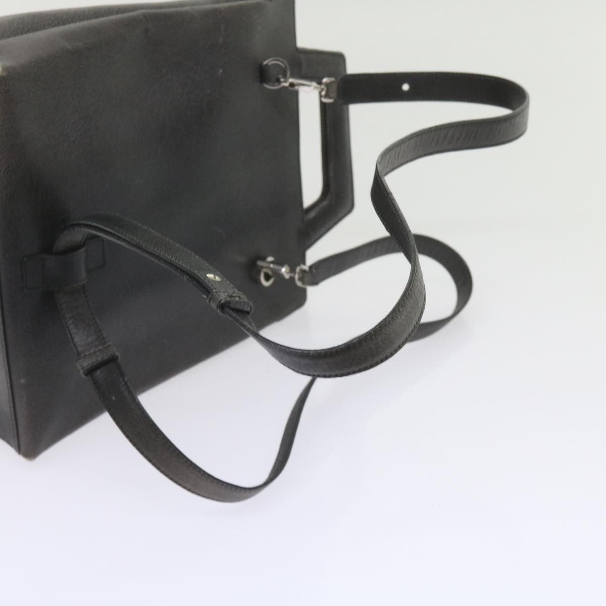 Salvatore Ferragamo Gancini Leather Gray Leather Handbag (Pre-Owned)