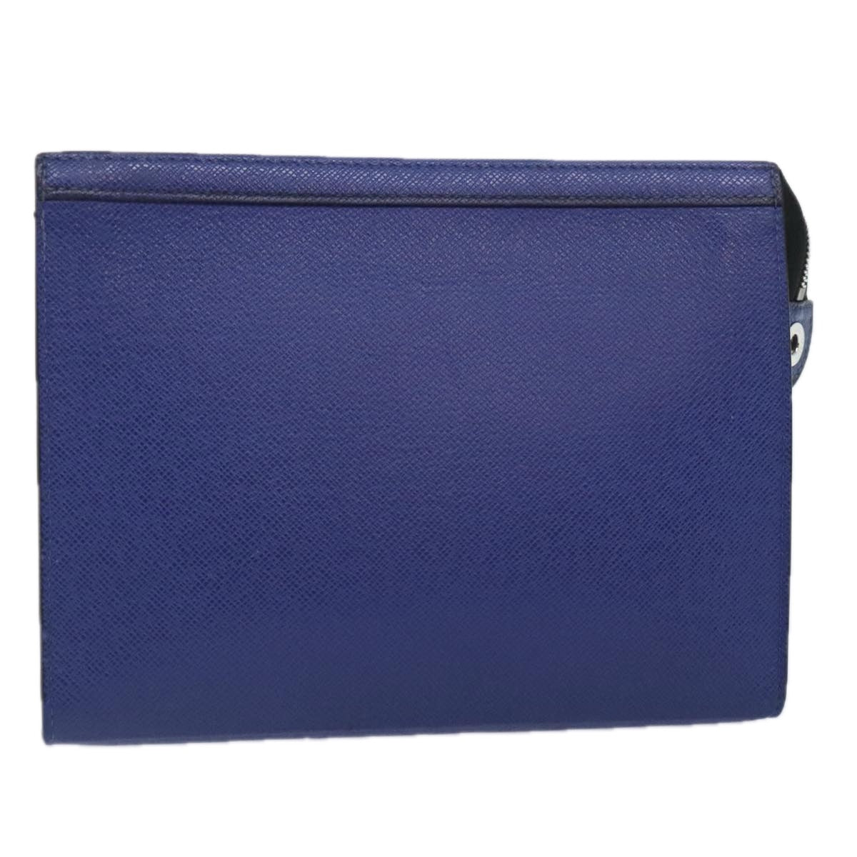 Louis Vuitton Pochette Voyage Blue Leather Clutch Bag (Pre-Owned)