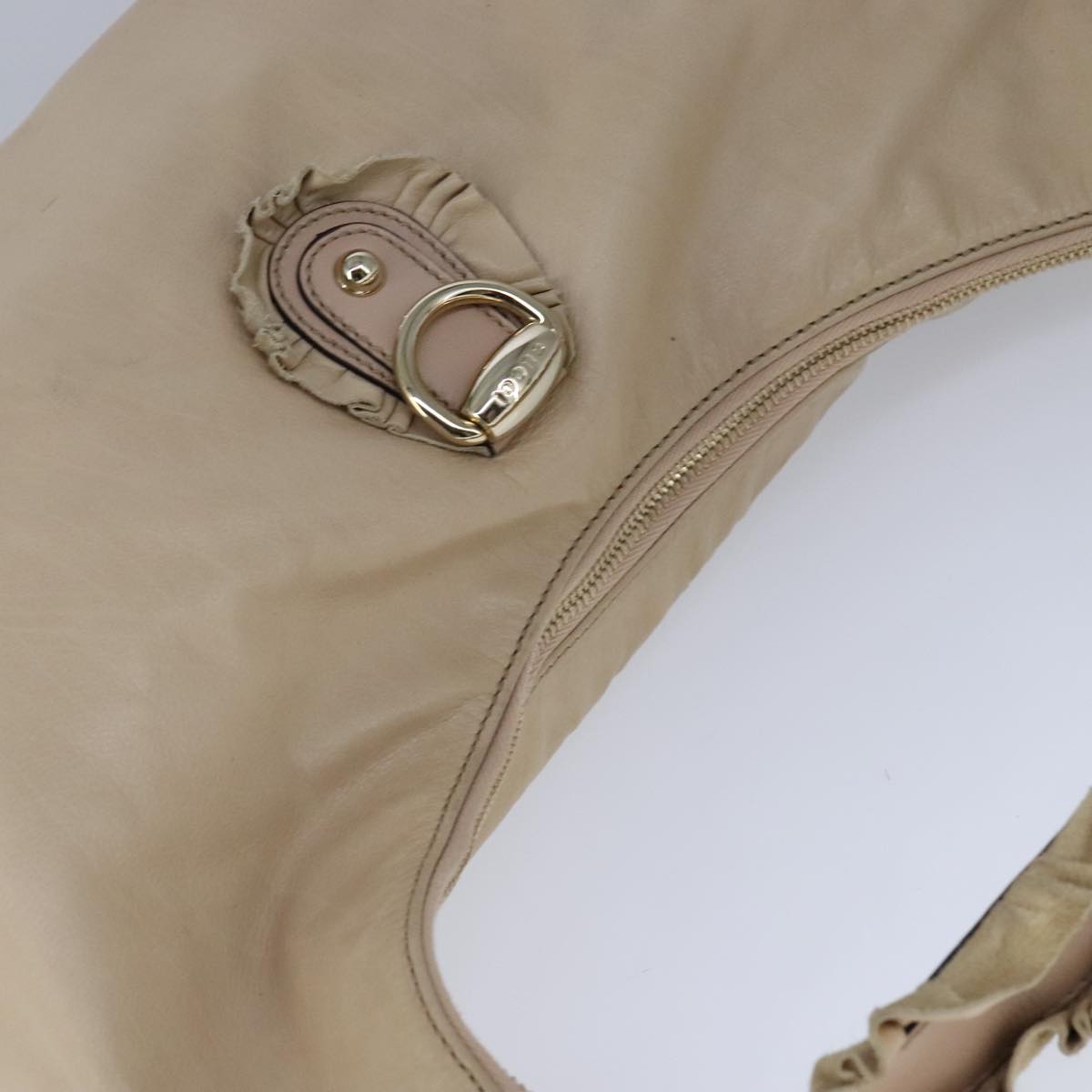 Gucci Hobo Beige Leather Shoulder Bag (Pre-Owned)