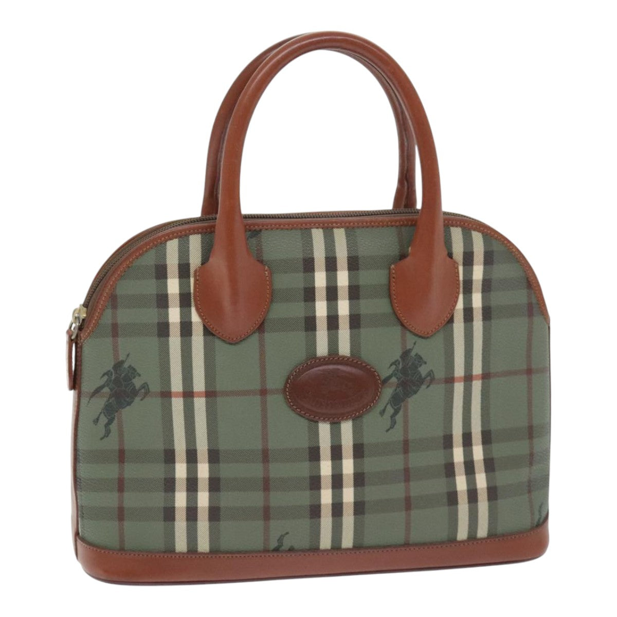 Burberry Nova Check Green Canvas Handbag (Pre-Owned)