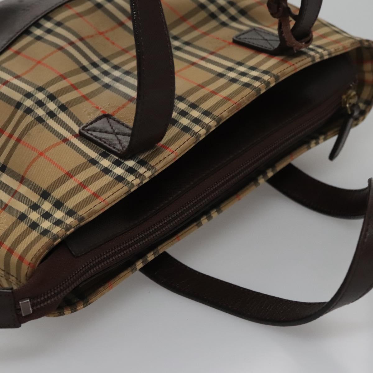 Burberry Nova Check Beige Canvas Shoulder Bag (Pre-Owned)