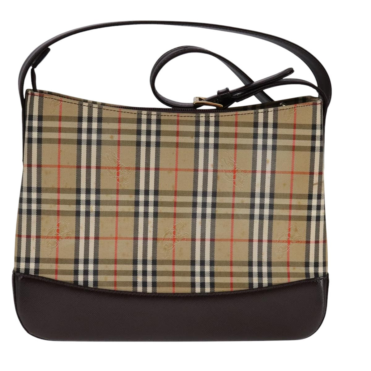 Burberry Nova Check Beige Canvas Shoulder Bag (Pre-Owned)