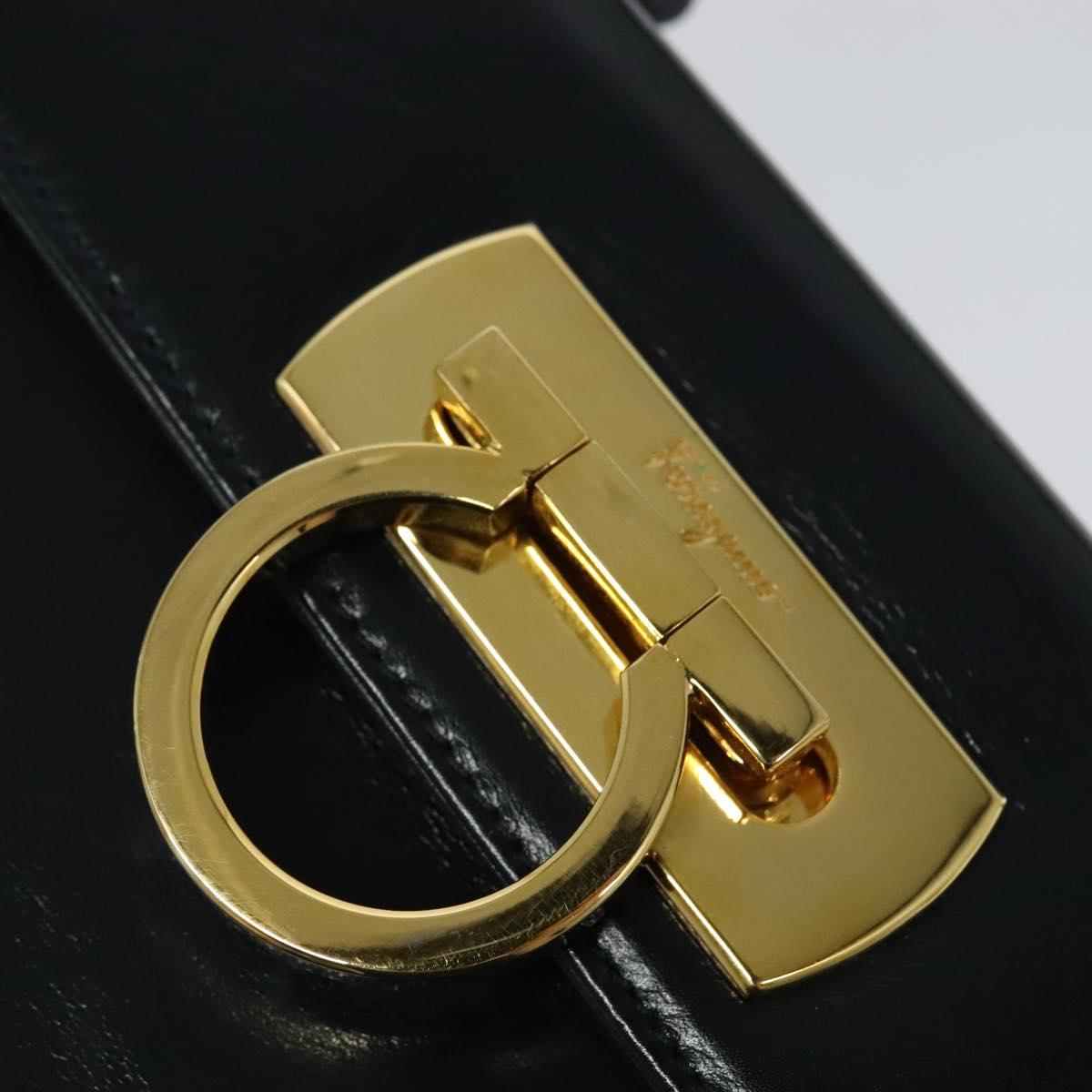 Salvatore Ferragamo Gancini Black Leather Handbag (Pre-Owned)