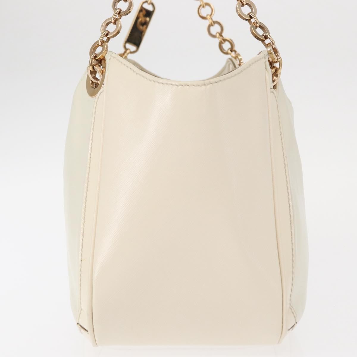 Salvatore Ferragamo Betulla Chain Tote Leather White Leather Handbag (Pre-Owned)