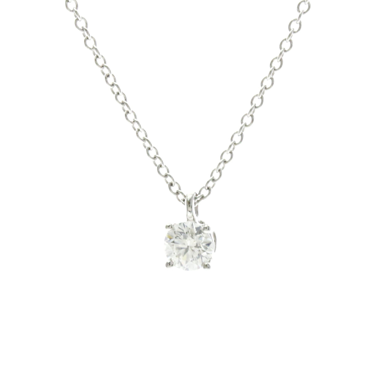 Tiffany & Co. Solitaire Pendant Platinum With Emerald Cut Diamond Silver Platinum Necklace Jewelry (Pre-Owned)