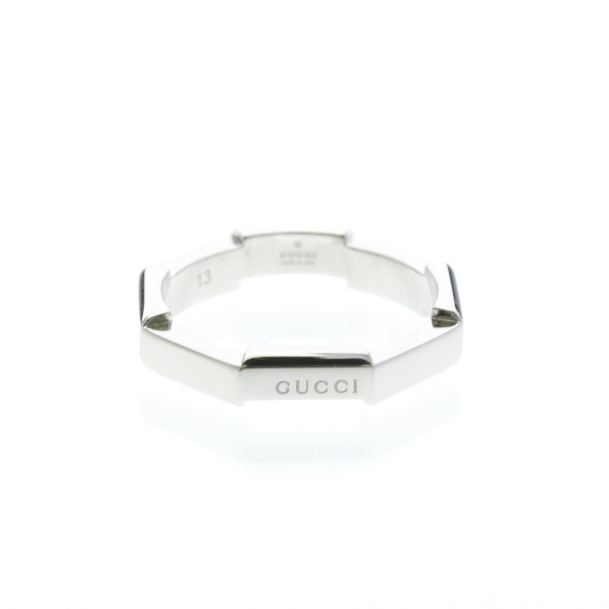 Gucci Link To Love Mirrored Platinum Silver Platinum Ring Jewelry (Pre-Owned)