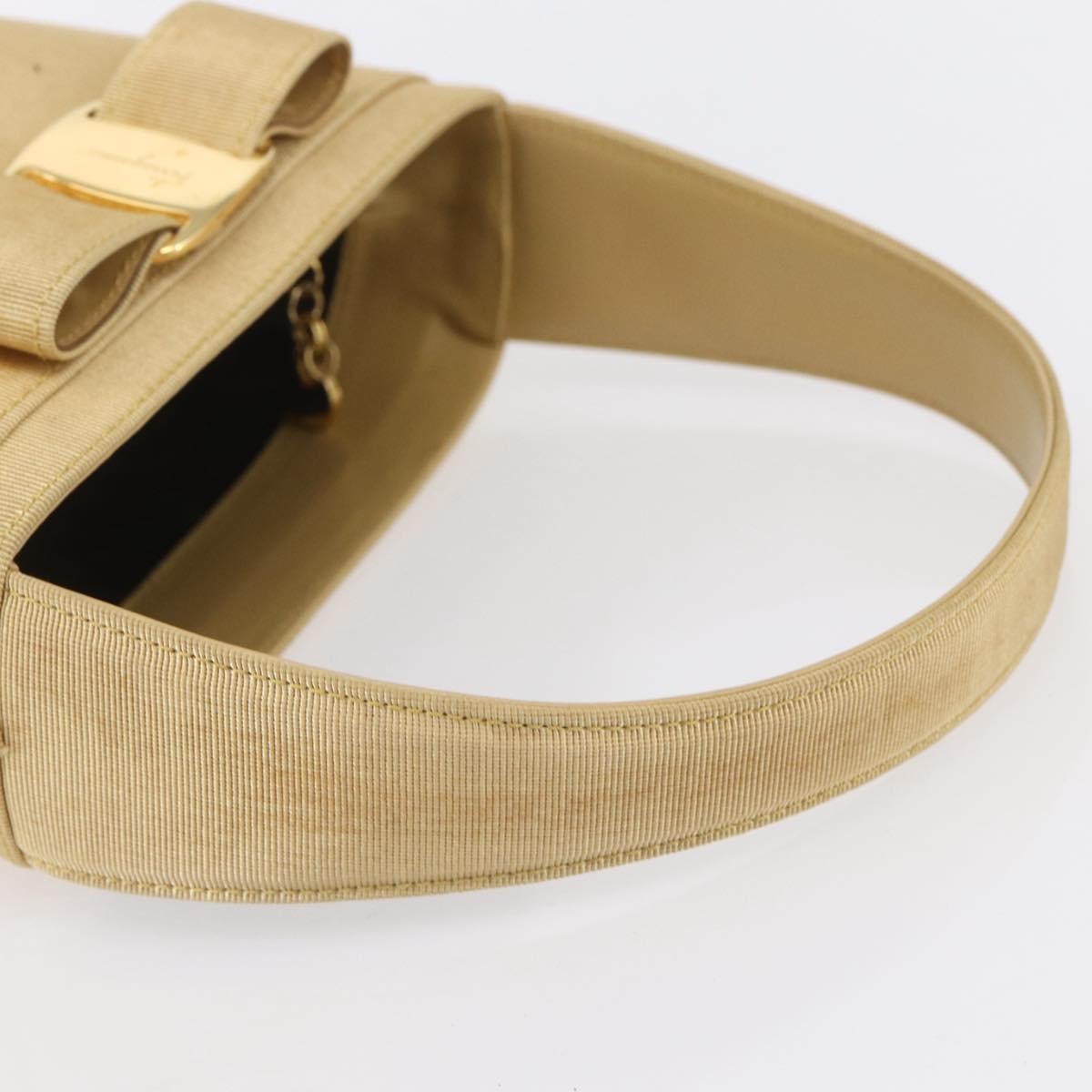 Salvatore Ferragamo Vala Canvas Yellow Canvas Handbag (Pre-Owned)