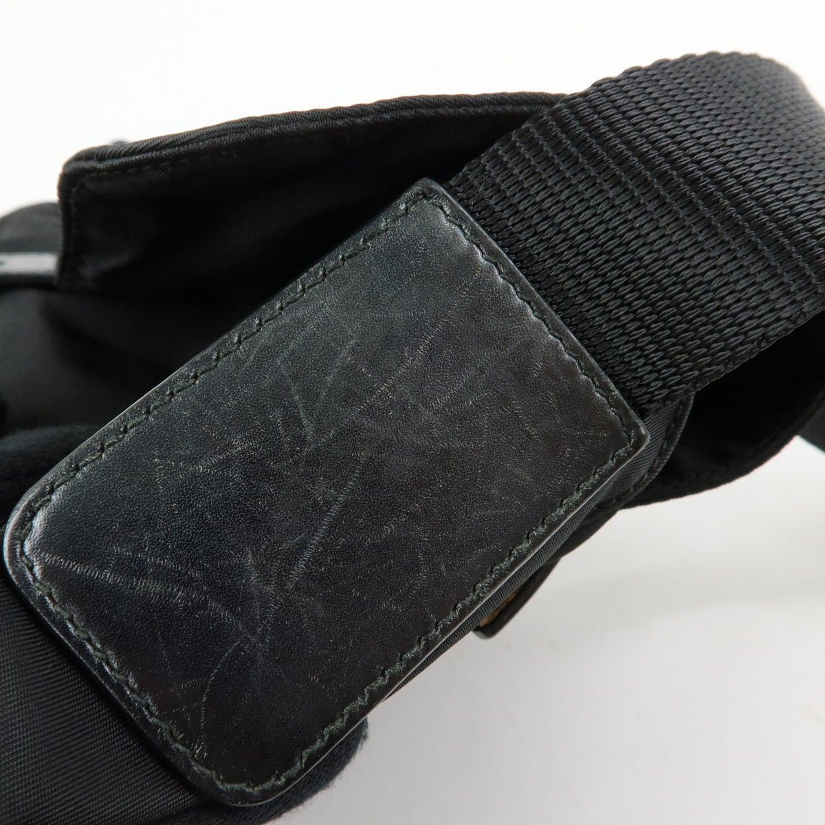 Prada Zip Buckle Messenger Tessuto Black Nylon Handbag (Pre-Owned)