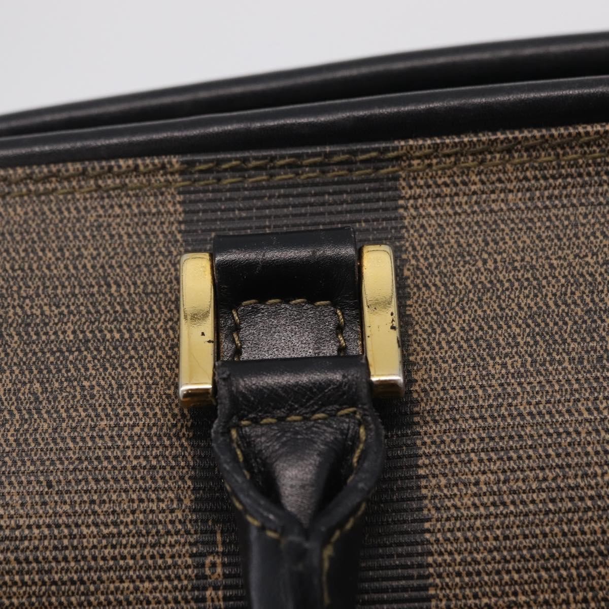 Fendi Vintage Pequin Boston Coated Canvas Brown Canvas Handbag (Pre-Owned)