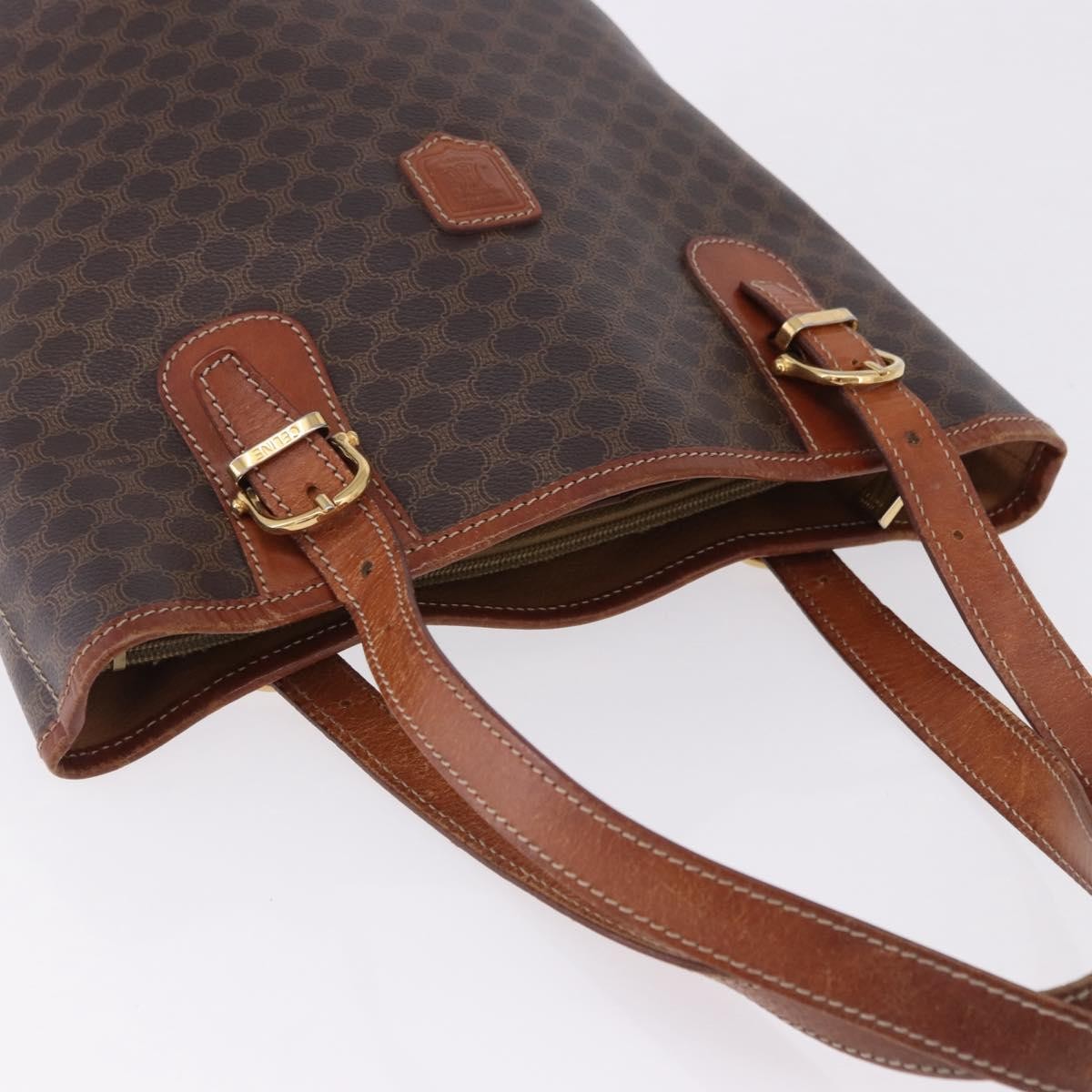 Celine Vintage Macadam Canvas Brown Canvas Handbag (Pre-Owned)