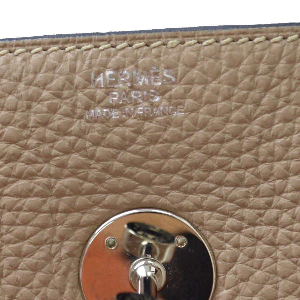 Hermes Lindy Clemence Gray Leather Handbag (Pre-Owned)
