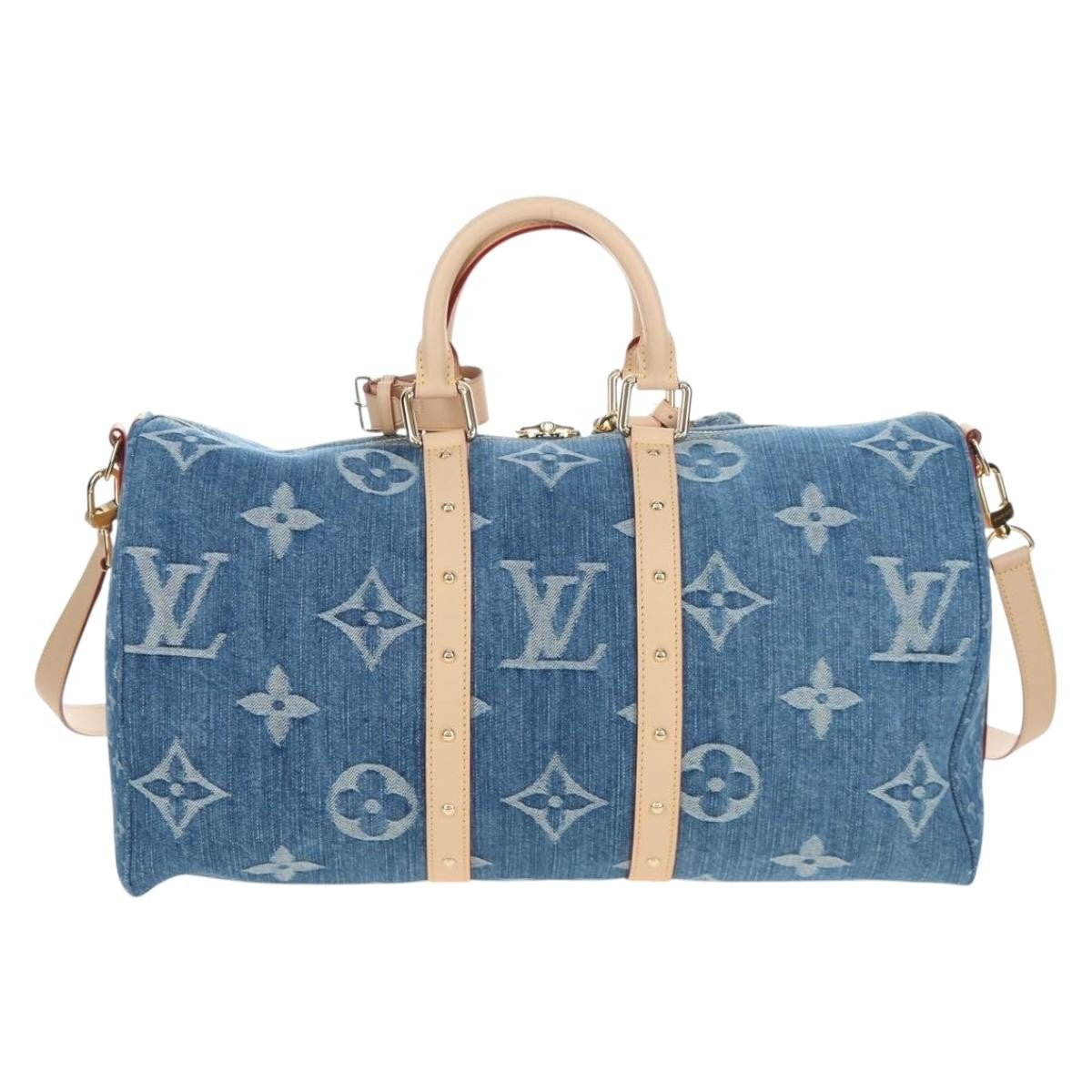 Louis Vuitton Keepall Bandouliere Limited Edition Monogram Watercolor Stripes Denim Blue Denim_Jeans Travel Bag Bag (Pre-Owned)