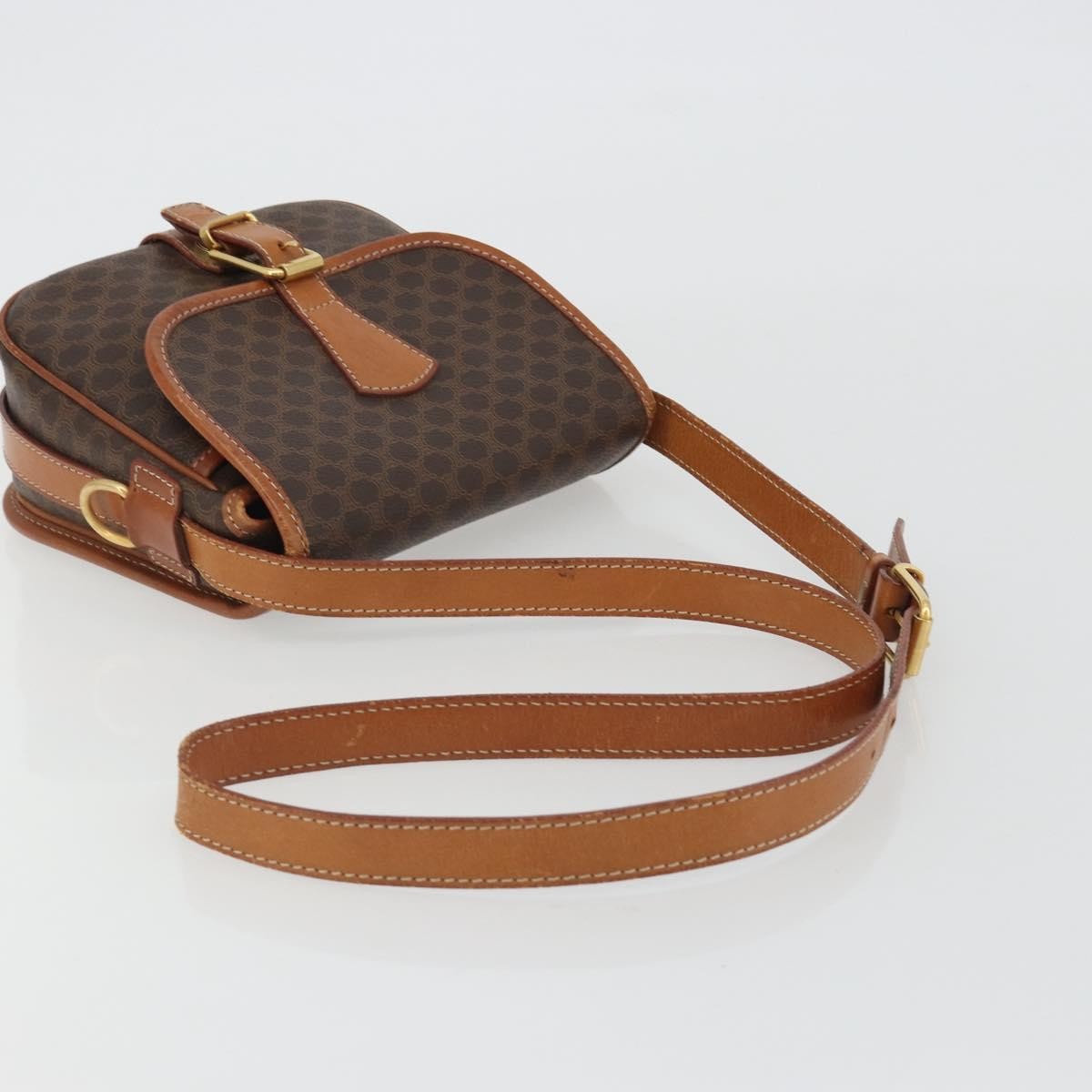 Celine Vintage Macadam Canvas And Leather Brown Canvas Shoulder Bag Bag (Pre-Owned)