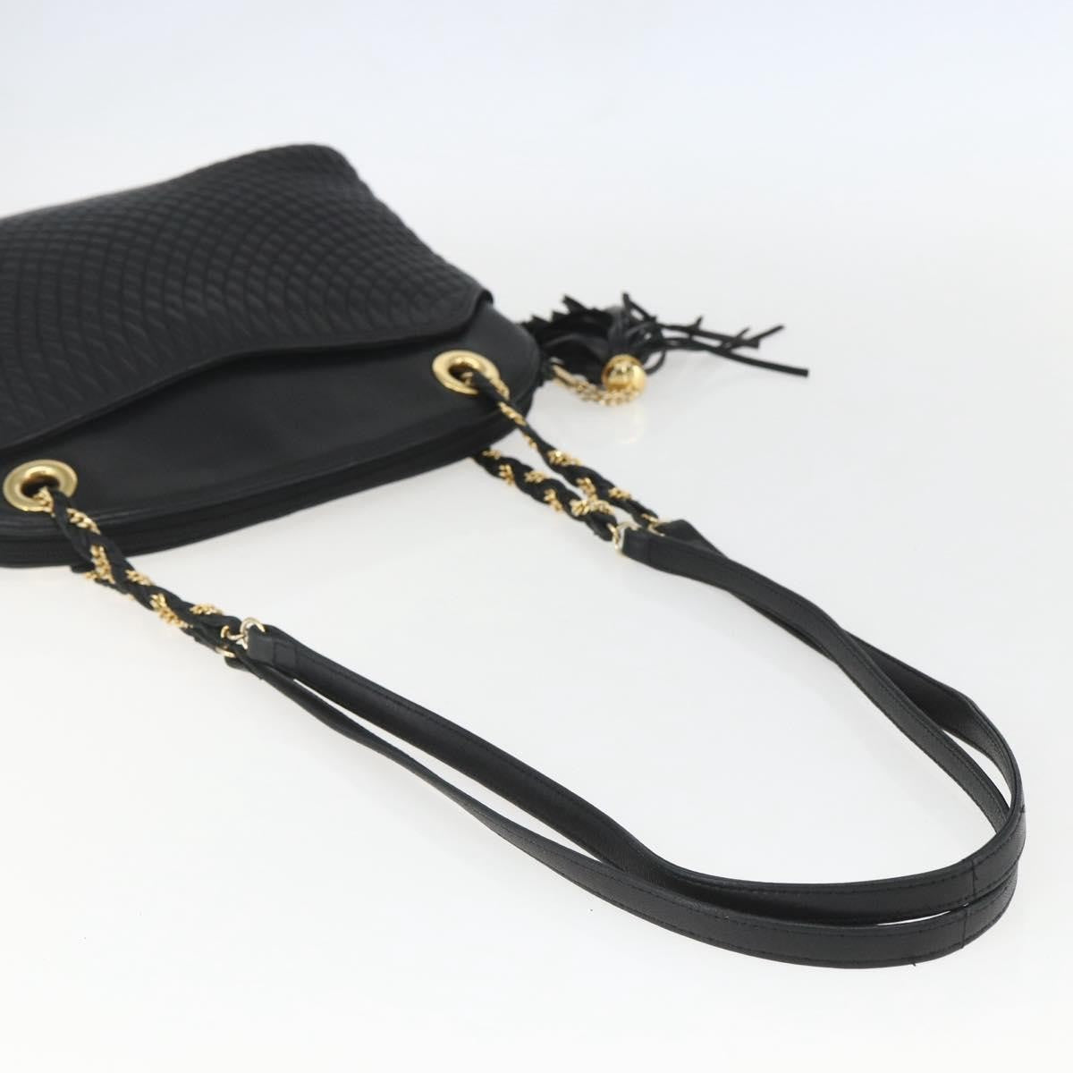 Bally Vintage Chain Quilted Leather Black Leather Shoulder Bag Bag (Pre-Owned)