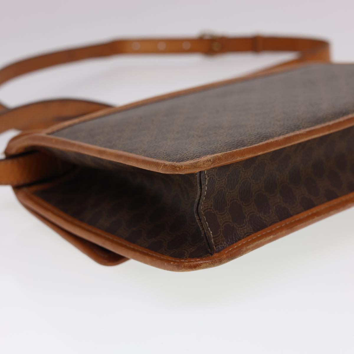 Celine Vintage Macadam Canvas And Leather Brown Canvas Shoulder Bag Bag (Pre-Owned)