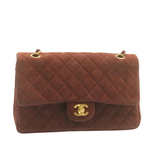 Chanel Classic Flap Brown Suede Shoulder Bag (Pre-Owned)