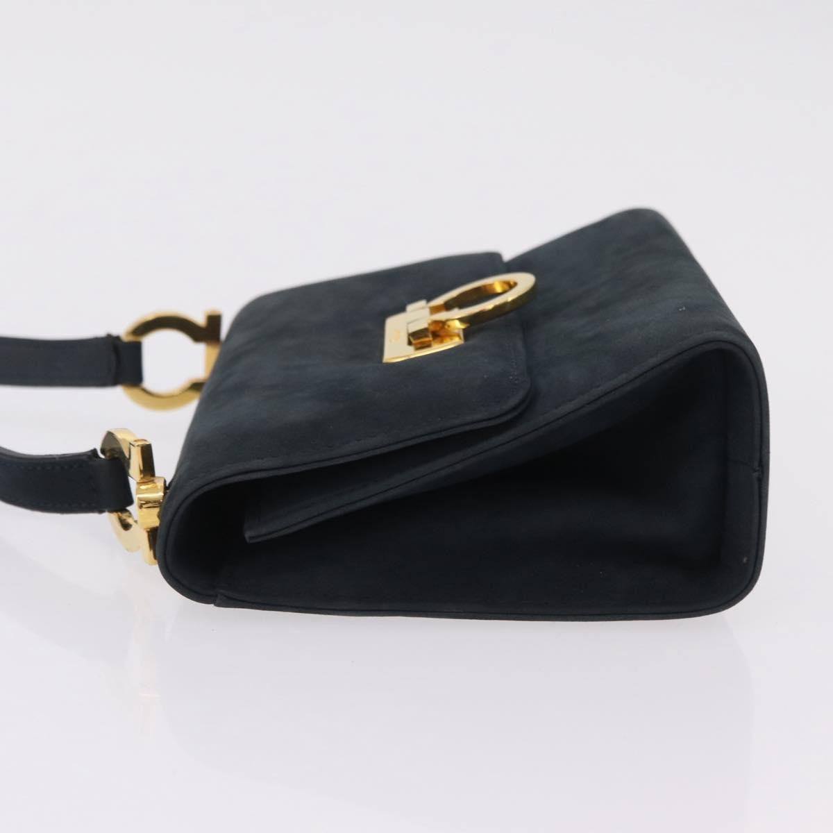 Salvatore Ferragamo Gancini Flap Suede Navy Suede Shoulder Bag Bag (Pre-Owned)