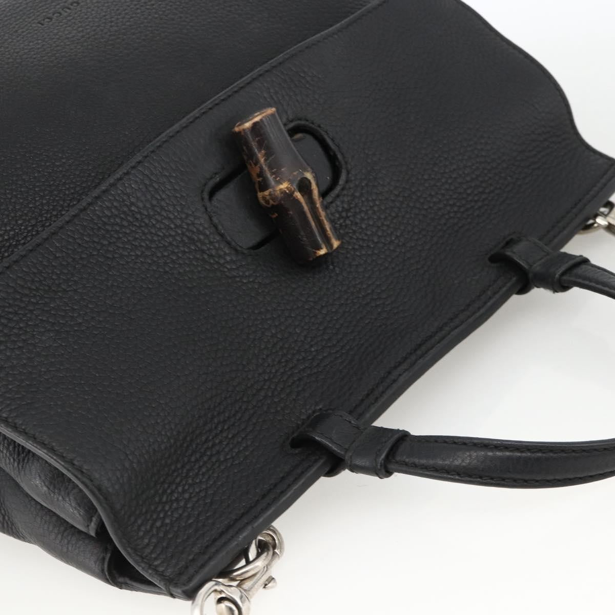 Gucci Bamboo Daily Top Handle Leather Black Leather Handbag (Pre-Owned)