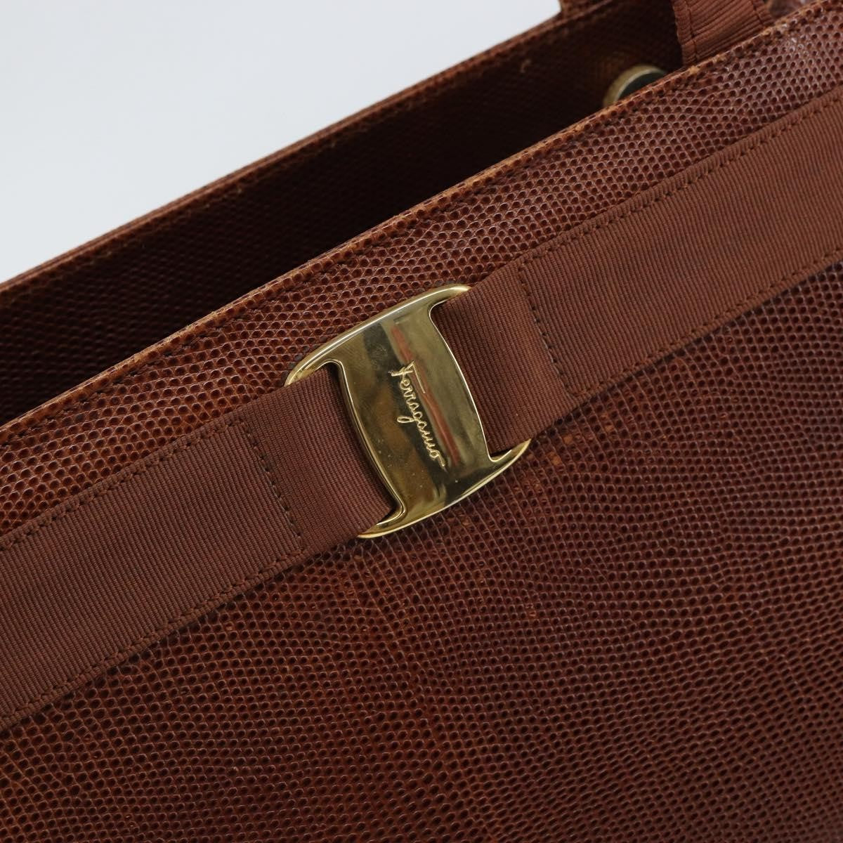 Salvatore Ferragamo Vala Tote Leather Brown Leather Tote Bag Bag (Pre-Owned)
