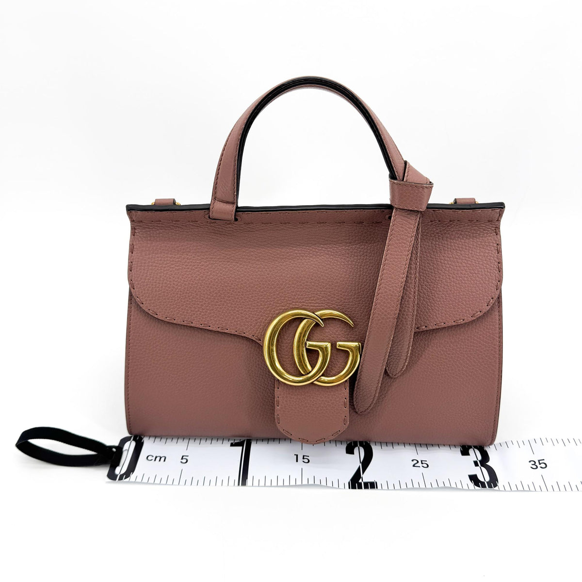 Gucci Gg Marmont Top Handle Leather Pink Leather Handbag (Pre-Owned)