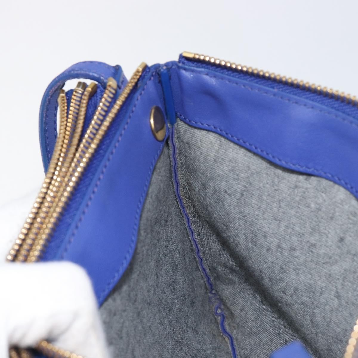 Celine Trio Leather Blue Leather Shoulder Bag Bag (Pre-Owned)