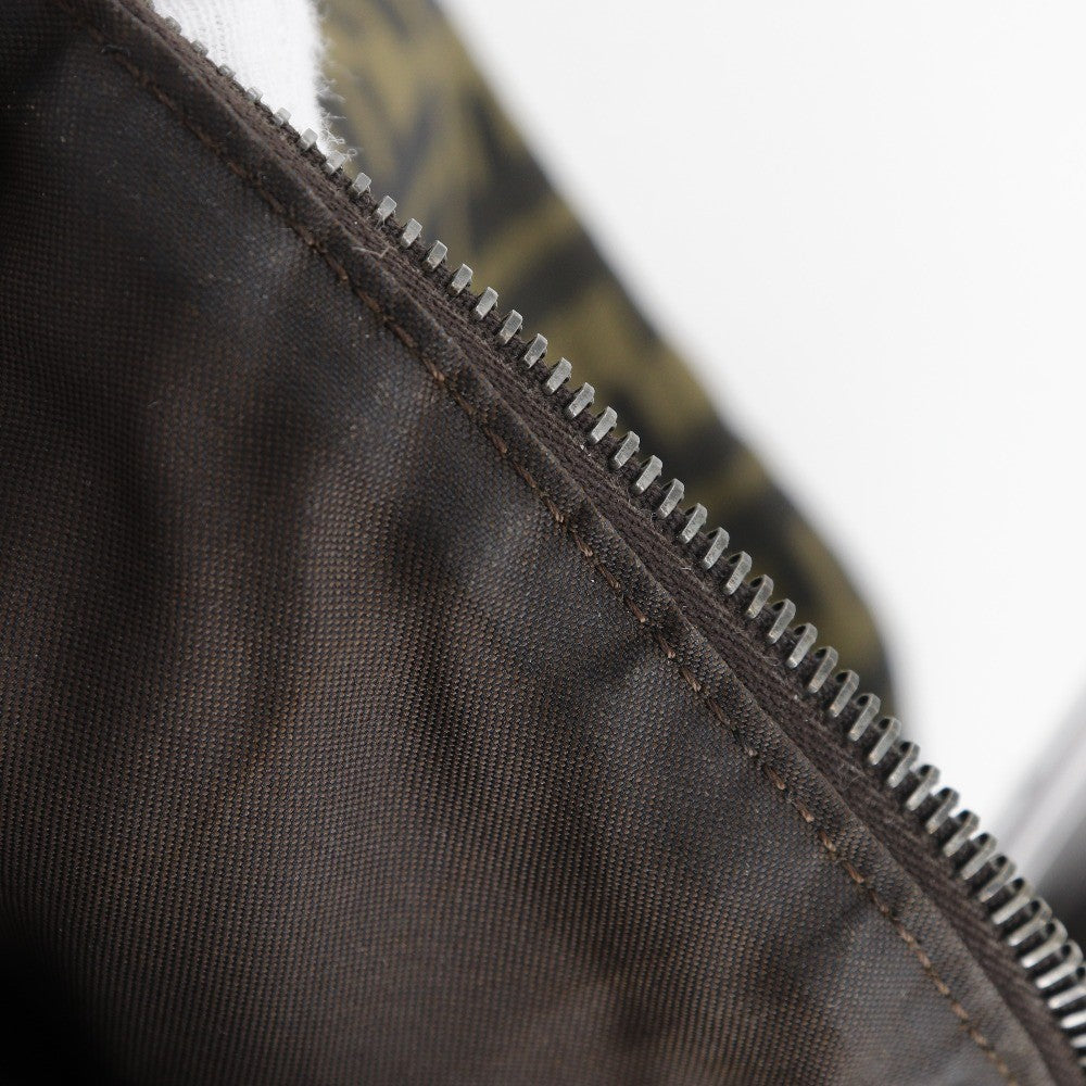 Fendi Logo Zucca Zucca Brown Canvas Shoulder Bag Bag (Pre-Owned)