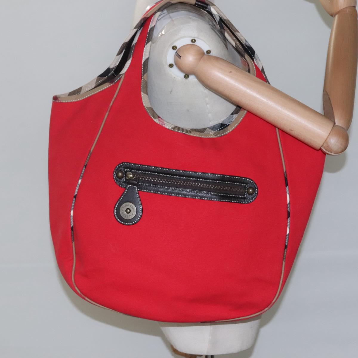 Burberry Nova Check Red Canvas Tote Bag (Pre-Owned)