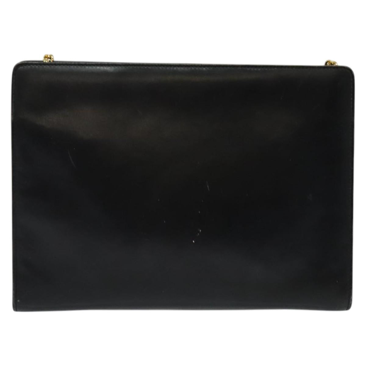 Salvatore Ferragamo Gancini Black Leather Shoulder Bag (Pre-Owned)