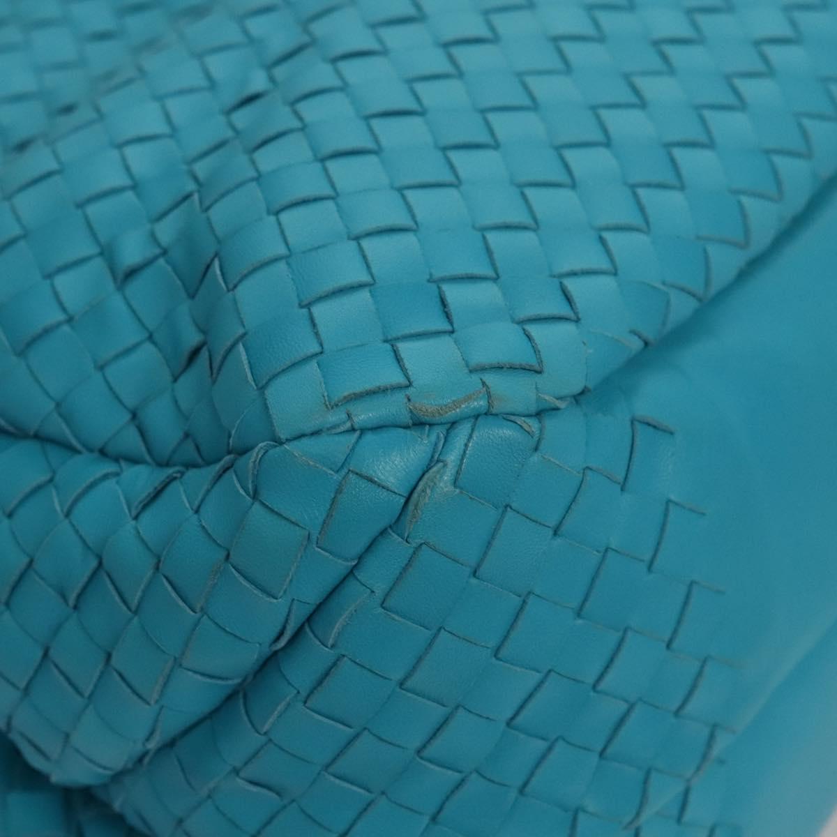 Bottega Veneta Intrecciato Blue Leather Handbag (Pre-Owned)