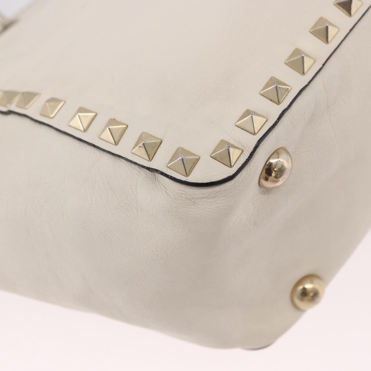 Valentino Garavani Rockstud Tote Soft Leather White Leather Tote Bag Bag (Pre-Owned)