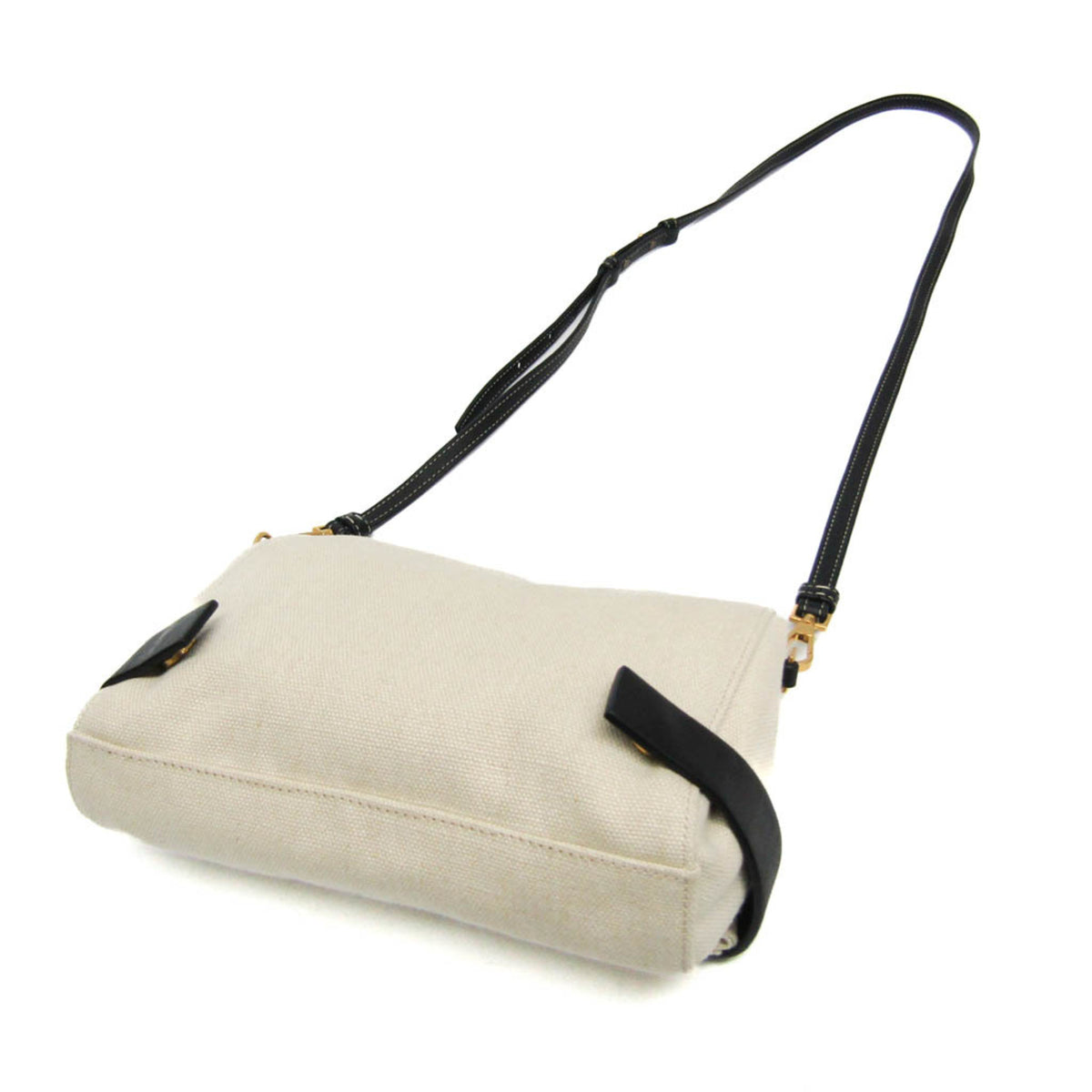 Bottega Veneta Fold Over Canvas With Leather Beige Canvas Crossbody Bag Bag (Pre-Owned)