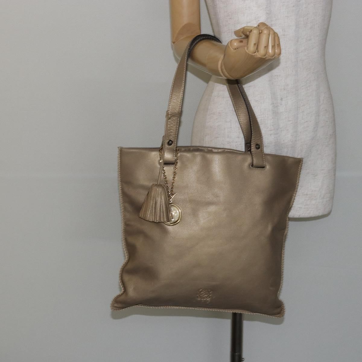 Loewe Anagram Tote Leather Gold Leather Tote Bag Bag (Pre-Owned)